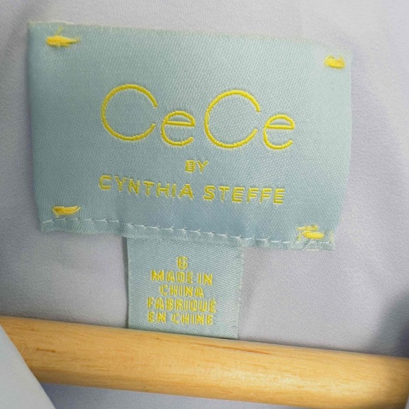 CeCe Cynthia Steffe Size 6 Shirt Dress Eyelet Sleeveless Collar Belted Pockets - Picture 8 of 14